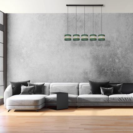 Пендел HELEN 5xE27/15W/230V зелен/златист