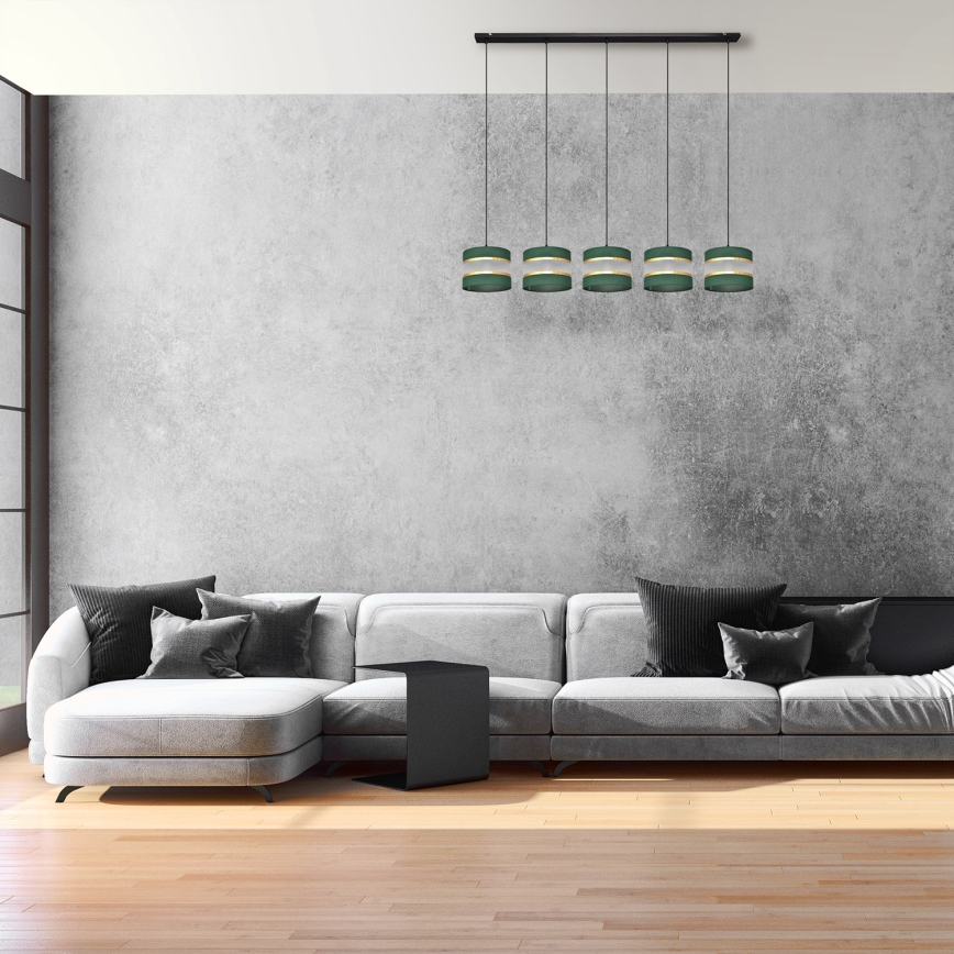 Пендел HELEN 5xE27/15W/230V зелен/златист