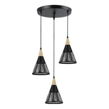 Пендел HIRA 3xE27/60W/230V Ø 40 см черен