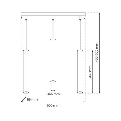 Пендел HUDSON 3xGU10/8W/230V бял