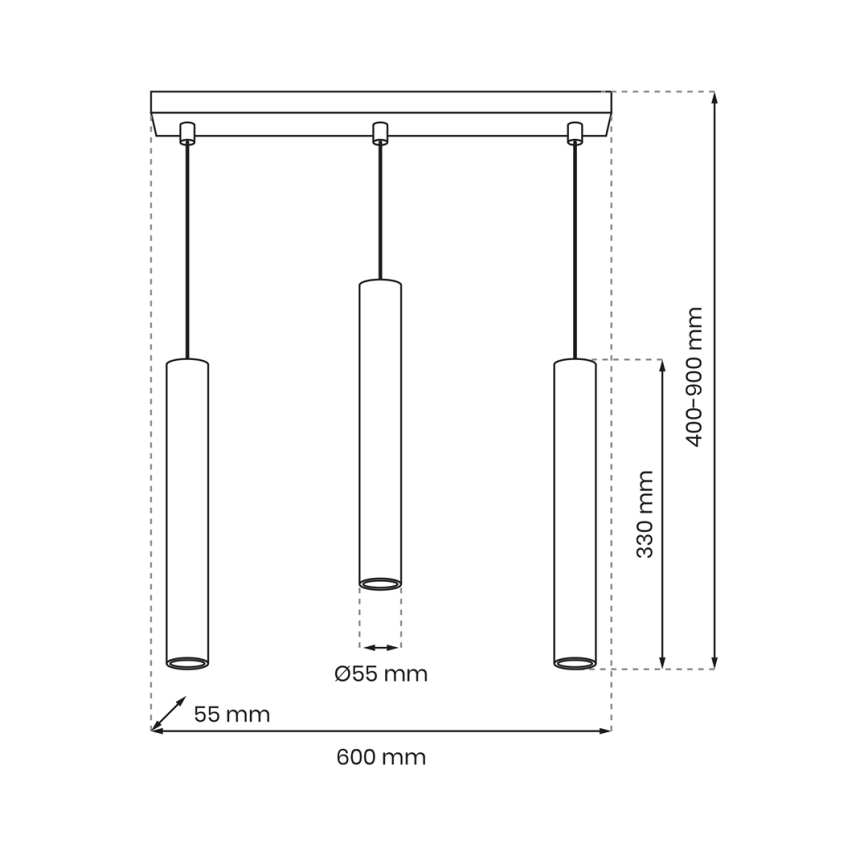 Пендел HUDSON 3xGU10/8W/230V черен