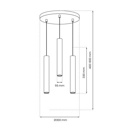 Пендел HUDSON 3xGU10/8W/230V черен