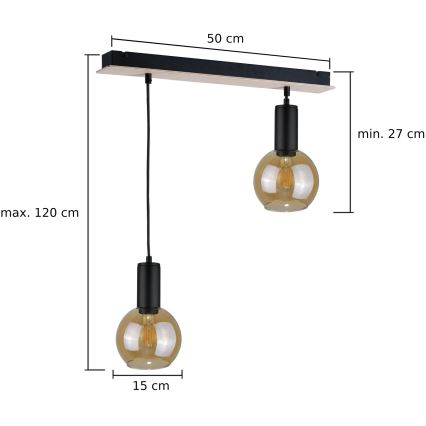 Пендел JANTAR WOOD 2xE27/60W/230V