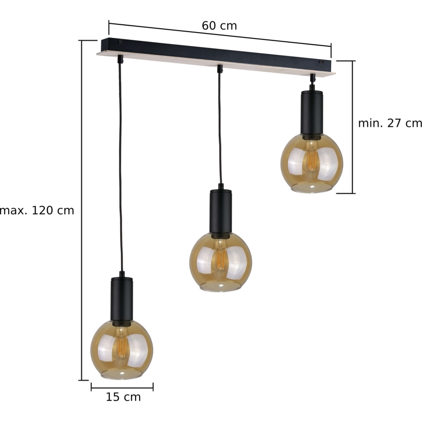 Пендел JANTAR WOOD 3xE27/60W/230V