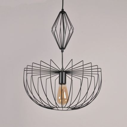 Пендел JASMINA 1xE27/20W/230V Ø 40 см черен