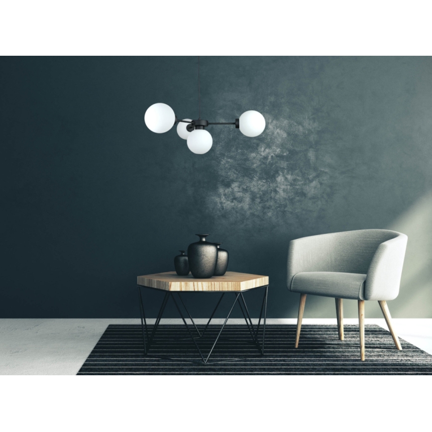 Пендел KALIOPE 4xE14/50W/230V черен/бял