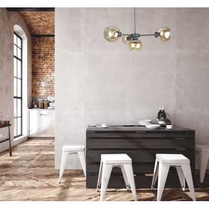 Пендел KALIOPE 4xE27/60W/230V черен/опушен бежов