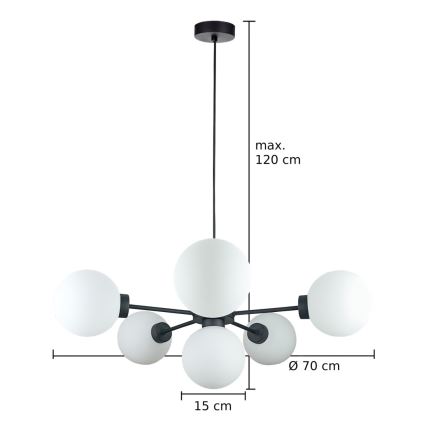 Пендел KALIOPE 6xE14/50W/230V черен/бял