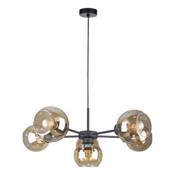 Пендел KALIOPE 6xE27/60W/230V черен/опушен бежов