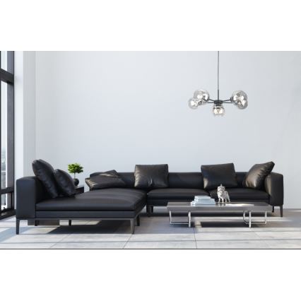 Пендел KALIOPE 6xE27/60W/230V черен/прозрачен