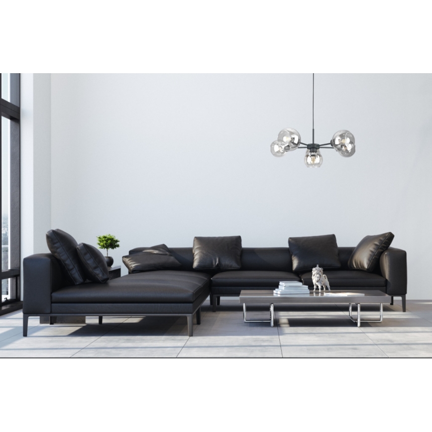 Пендел KALIOPE 6xE27/60W/230V черен/прозрачен