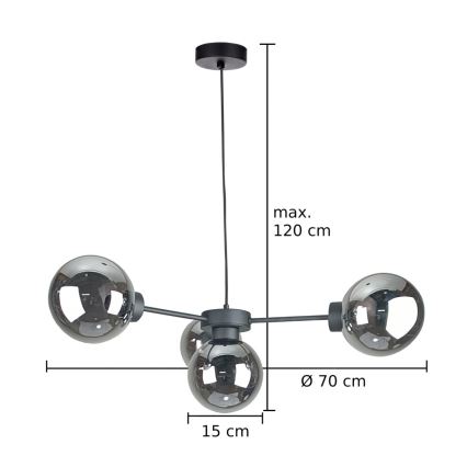 Пендел KALIOPE II 4xE14/50W/230V черен/опушен черен