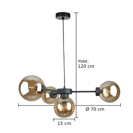 Пендел KALIOPE II 4xE14/50W/230V черен/опушен бежов