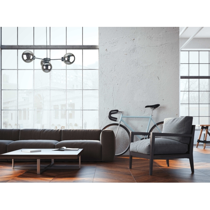 Пендел KALIOPE II 4xE14/50W/230V черен/опушен черен