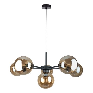 Пендел KALIOPE II 6xE14/50W/230V черен/опушен бежов