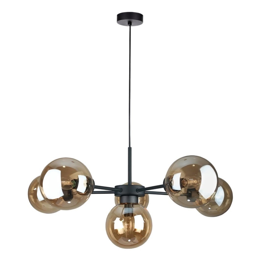 Пендел KALIOPE II 6xE14/50W/230V черен/опушен бежов