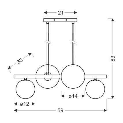 Пендел KAMA 4xG9/28W/230V черен/опушен черен