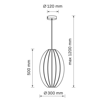Пендел KAREI 1xE27/20W/230V Ø 30 см черен