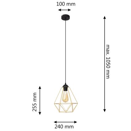 Пендел KARO 1xE27/15W/230V златист/черен