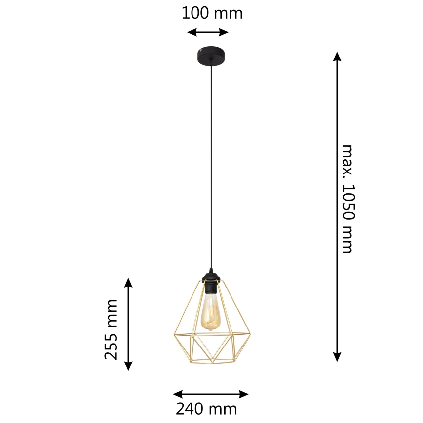 Пендел KARO 1xE27/15W/230V златист/черен