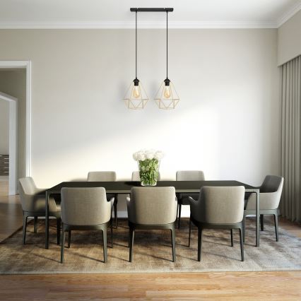 Пендел KARO 2xE27/15W/230V златист/черен