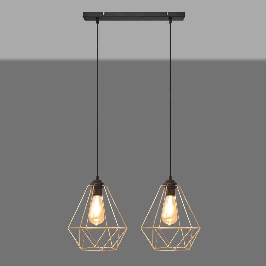 Пендел KARO 2xE27/15W/230V златист/черен