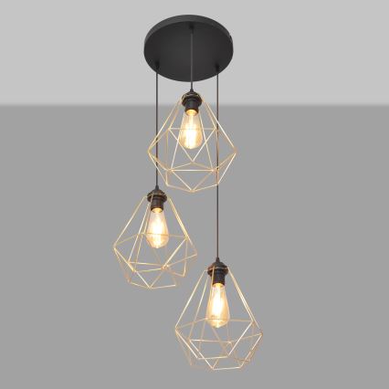 Пендел KARO 3xE27/15W/230V златист/черен