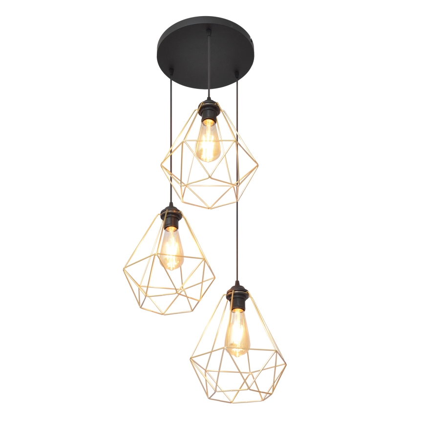 Пендел KARO 3xE27/15W/230V златист/черен