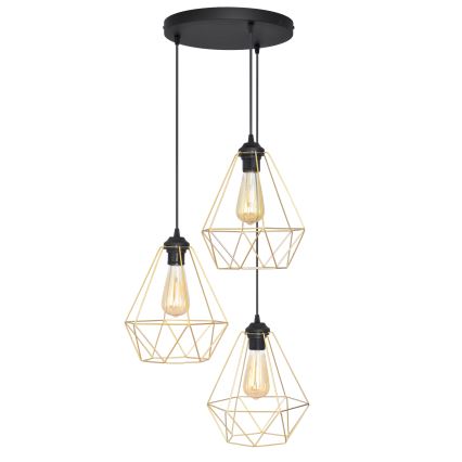 Пендел KARO 3xE27/15W/230V златист/черен