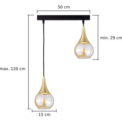 Пендел LACRIMA HONEY 2xE27/60W/230V