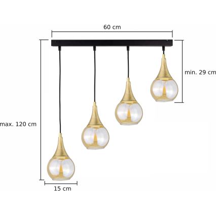 Пендел LACRIMA HONEY 4xE27/60W/230V