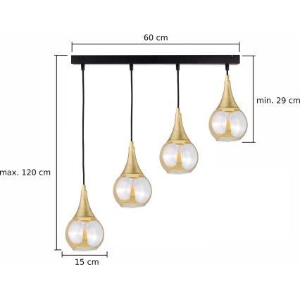 Пендел LACRIMA HONEY 4xE27/60W/230V