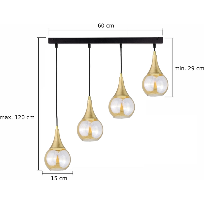 Пендел LACRIMA HONEY 4xE27/60W/230V