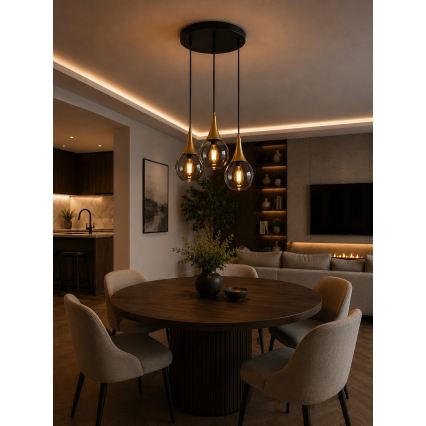 Пендел LACRIMA SMOKY 3xE27/60W/230V Ø 30 см