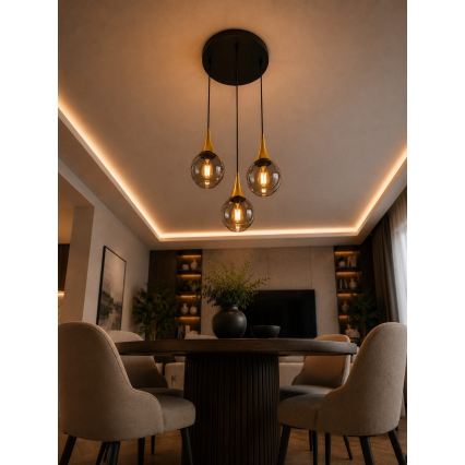 Пендел LACRIMA SMOKY 3xE27/60W/230V Ø 30 см