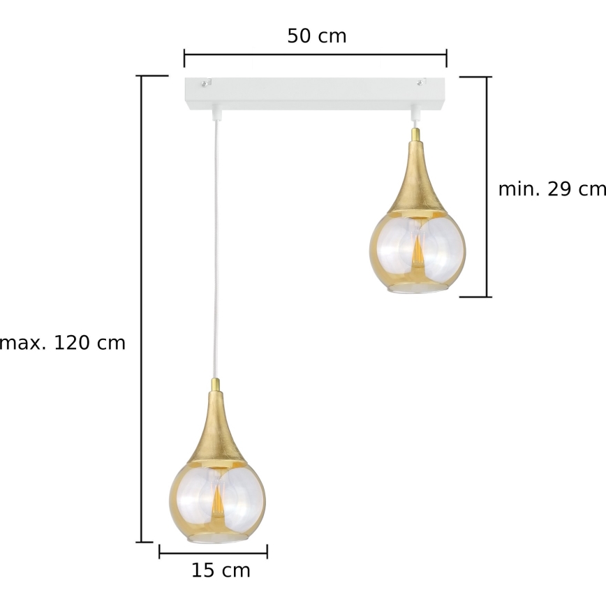 Пендел LACRIMA WHITE 2xE27/60W/230V