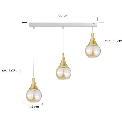 Пендел LACRIMA WHITE 3xE27/60W/230V