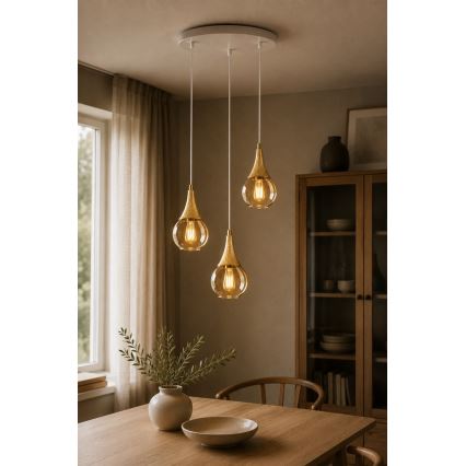 Пендел LACRIMA WHITE 3xE27/60W/230V Ø 30 см