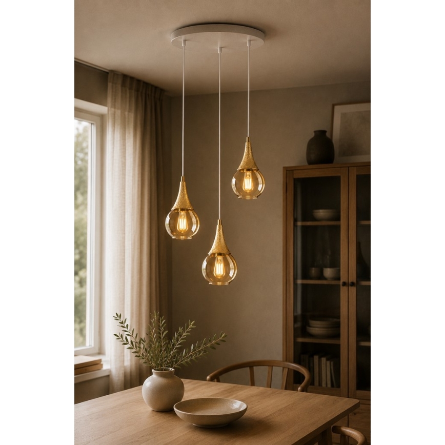 Пендел LACRIMA WHITE 3xE27/60W/230V Ø 30 см