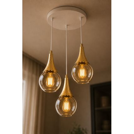 Пендел LACRIMA WHITE 3xE27/60W/230V Ø 30 см