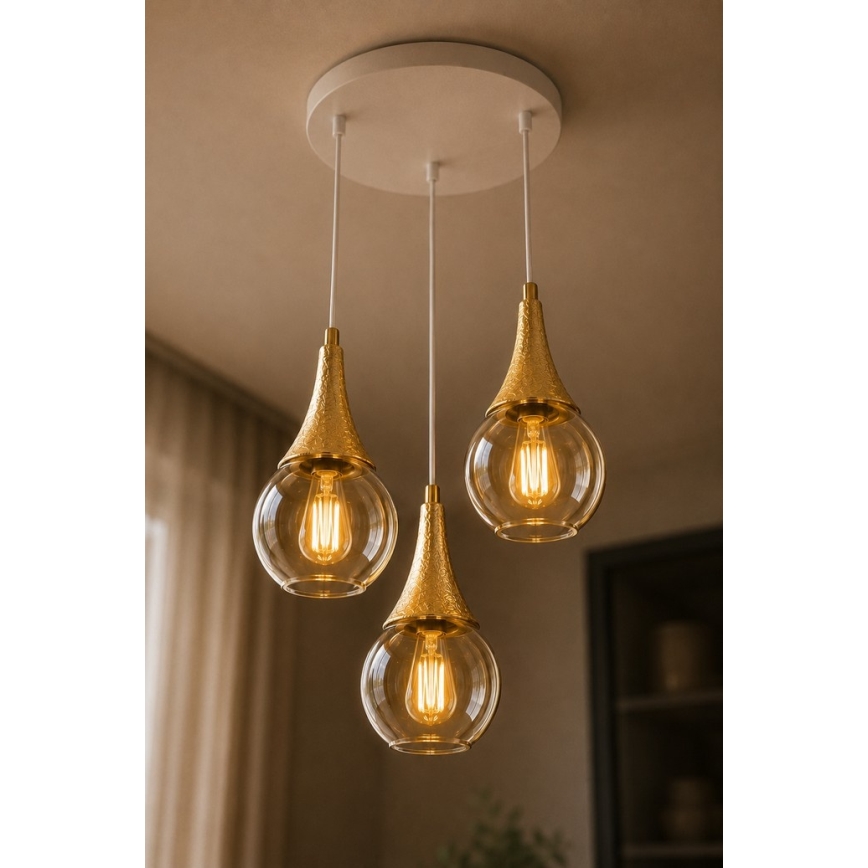 Пендел LACRIMA WHITE 3xE27/60W/230V Ø 30 см