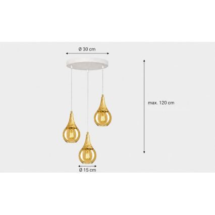 Пендел LACRIMA WHITE 3xE27/60W/230V Ø 30 см