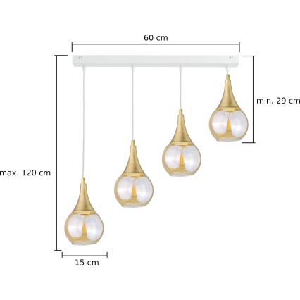 Пендел LACRIMA WHITE 4xE27/60W/230V