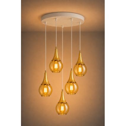 Пендел LACRIMA WHITE 5xE27/60W/230V Ø 45 см