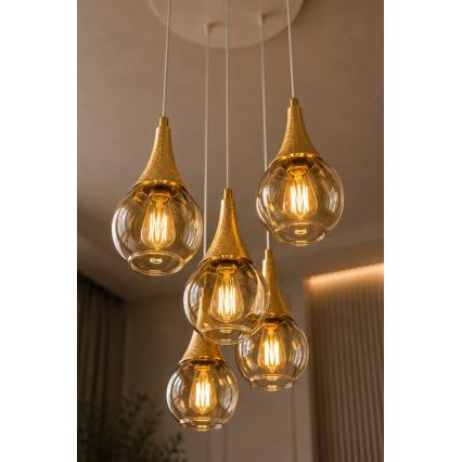Пендел LACRIMA WHITE 5xE27/60W/230V Ø 45 см