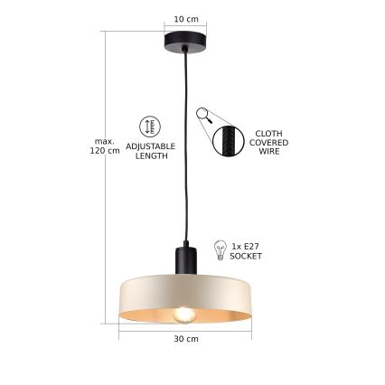 Пендел LATTE 1xE27/60W/230V бежов/черен