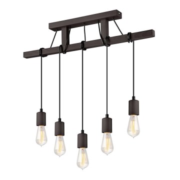 Пендел LEON 5xE27/60W/230V бук - FSC сертифицирано