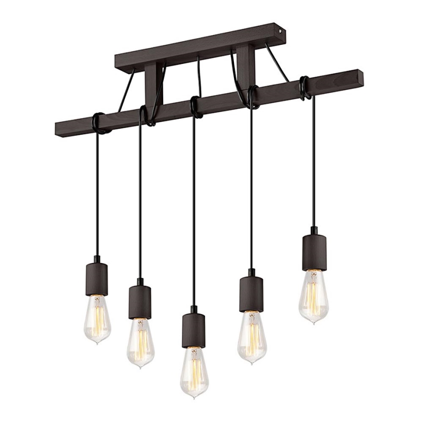 Пендел LEON 5xE27/60W/230V бук - FSC сертифицирано