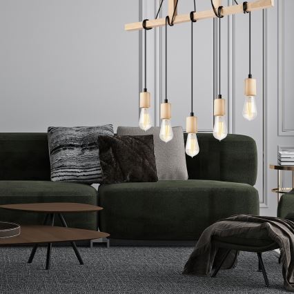Пендел LEON 5xE27/60W/230V бук - FSC сертифицирано