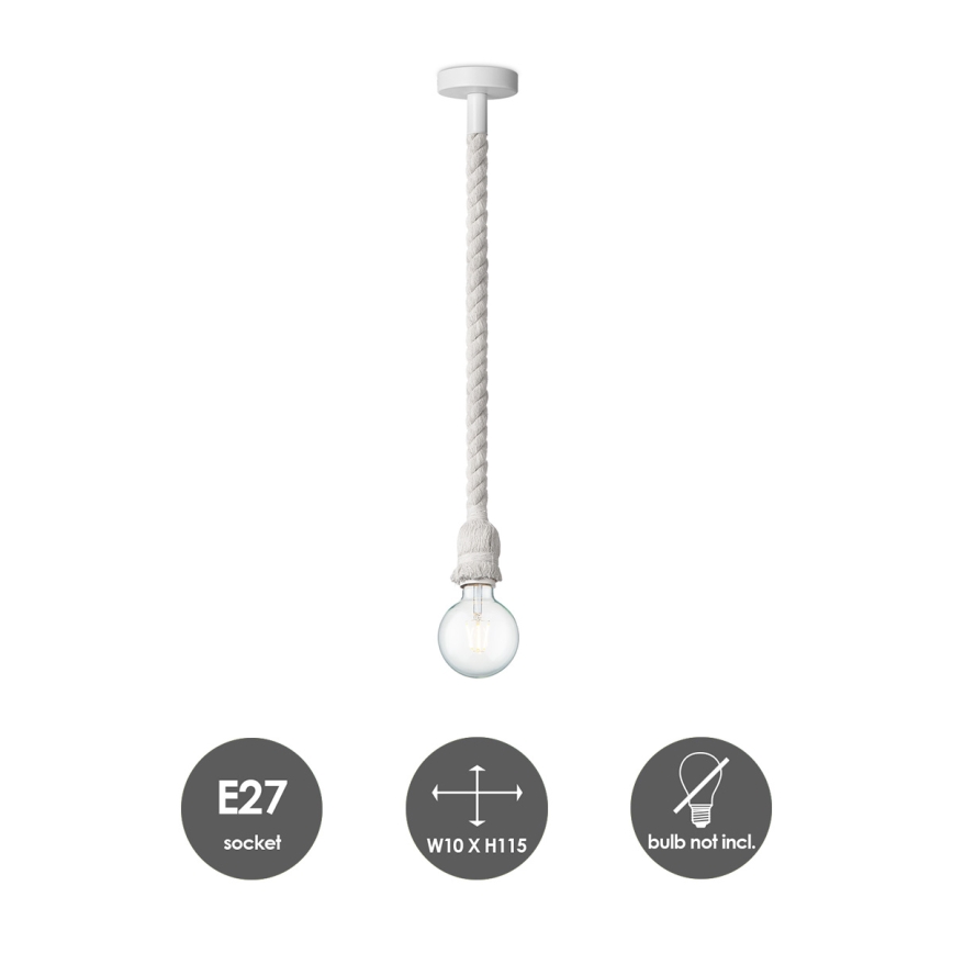 Пендел LEONARDO ROPE 1xE27/10W/230V бял